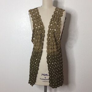 Sandy Starkman Pearl Embelished olive green Vest S
